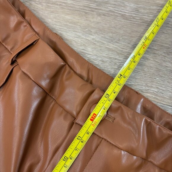 Shein Faux Leather Brown Straight Leg High Waist Pants sz L - Picture 8 of 10